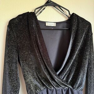 Cachet Black and Gold Wrap Bodysuit